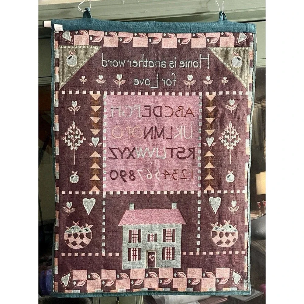 Vintage Elk Grove Village ABC Hanging Tapestry Countrycore Cottage 35.5 x 26.5”